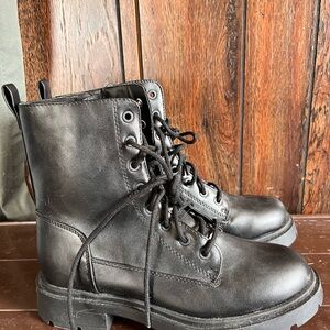 No Boundaries Black Combat Boots with Sturdy Sole